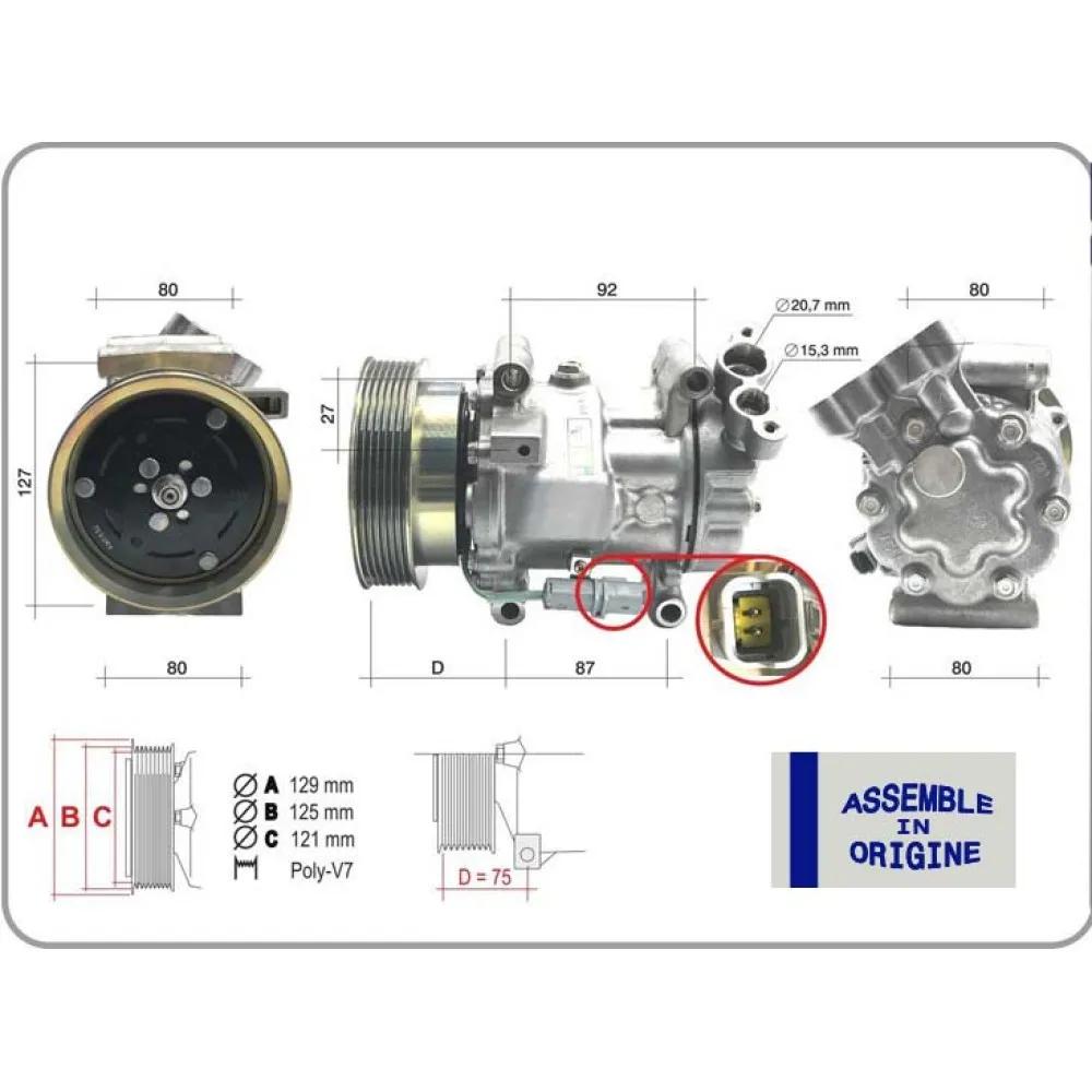 Klima Kompresörü Sifir Ürün Renault Clio Iii 04 12 Kangoo Ii 08 Modus 04 Micra Iii 03 10 Qashqai J10 06 13 1.5Dci K9K 12V 6 Kanal 125Mm -Mercedes Citan W415 12