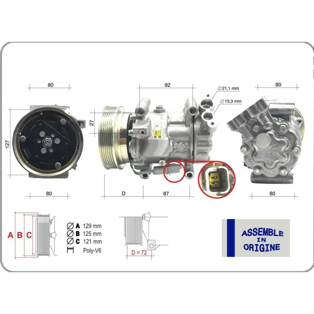 Klima Kompresörü Sifir Ürün Renault Clio Iii 04 12 Kangoo Ii 08 Modus 04 Micra Iii 03 10 Qashqai J10 06 13 1.5Dci K9K 12V 6 Kanal 125Mm Mercedes Citan W415 12