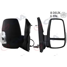 Diş Dikiz Aynasi Sağ Transit 14 Elektrikli Isitmali Beyaz Sinyalli Desenli Konveks 6 Fiş Vm-6329Ehr