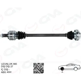 KOMPLE AKS ARKA SAĞ BMW E81 E82 E87 E90 E91 E92 E93 665MM OTOM. SANZ.