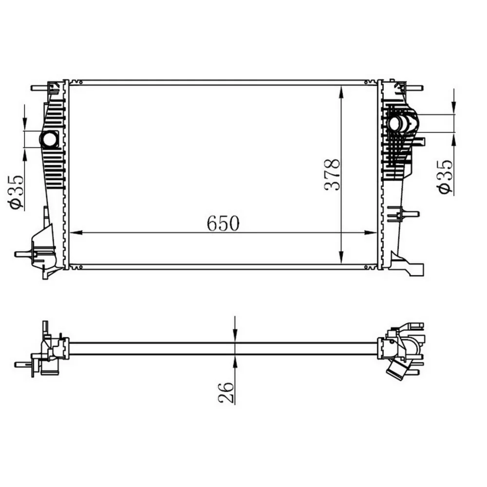 MOTOR SU RADYATÖRÜ BRAZİNG FLUENCE 10> MEGANE III 09> SC NIC III 09> 1.6dCi 1.9dCi MEK 650x378x26