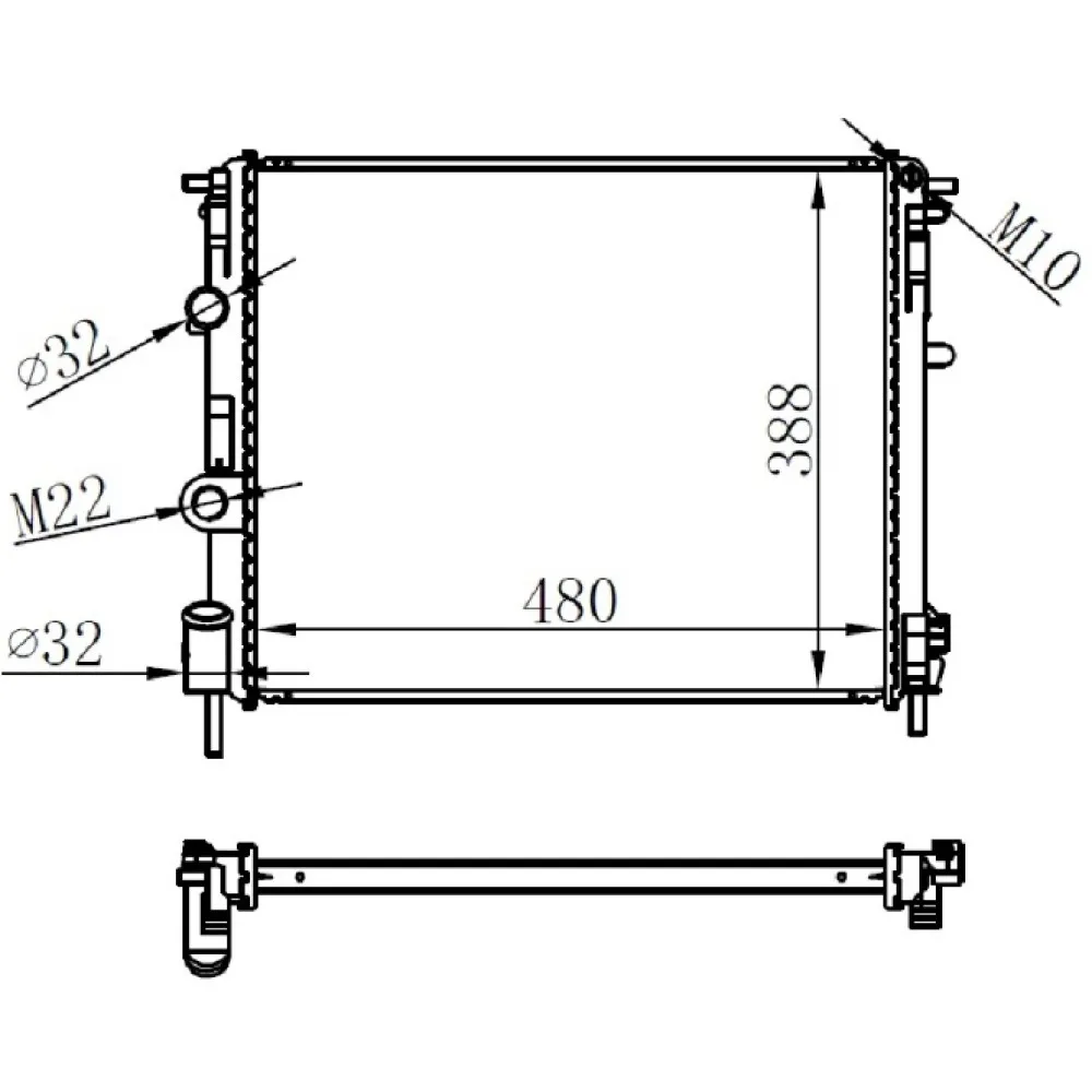 Radyatör Clio Ii-Kng-Logan1.5 Dci-1.6 16V-1.9 Dti-K4M Ac Mek 480X414.5X23