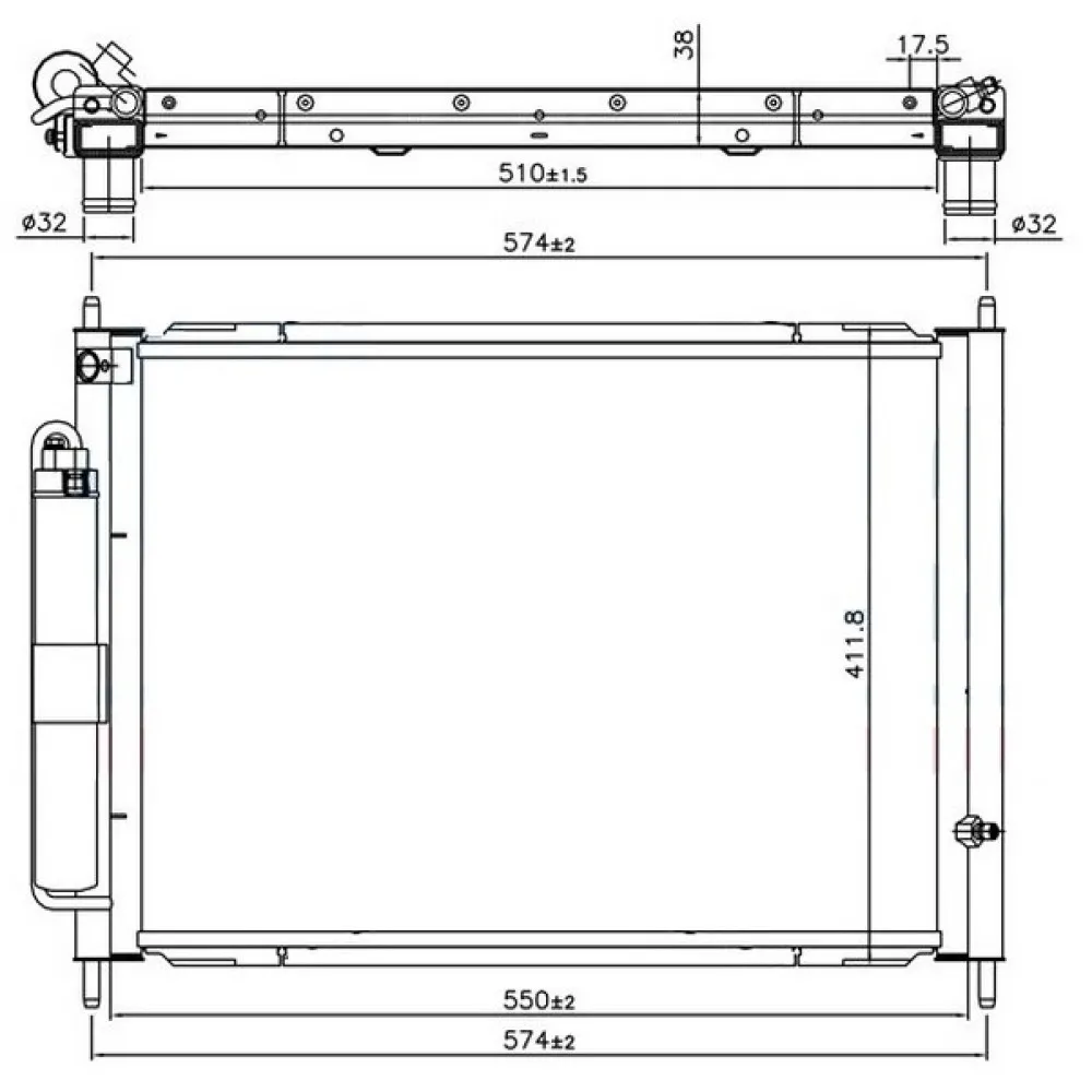 Radyatör Kondenser Tüplü Clio Iii-Modus 1.5 Dci Mek Ac 510X382X18 16