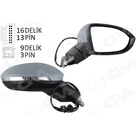 Diş Dikiz Aynasi Sağ Elektrikli Isitmali Sinyalli Astarli Hafizali Kör Noktali Konveks Vw Golf 20