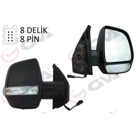 DIŞ DİKİZ AYNASI SAĞ DOBLO 11 ELEKTRİKLİ ORTADAN SİNYALLİ SİYAH KAPAKLI ÇİFT CAM KONVEKS 8 FİŞ VM-669EHL