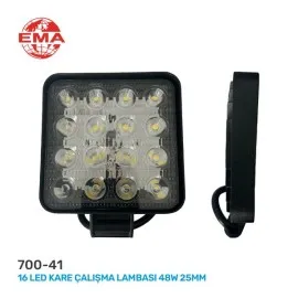 16 Led Kare Çalişma Lambasi 12-24V 25Mm