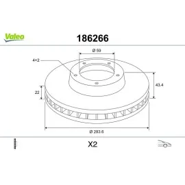 Ön Fren Aynasi Fiat Doblo 05 Idea 04 Linea 09 Fiorino 09 Bravo 01 Stilo 01 284X22X 4 Delik Havali