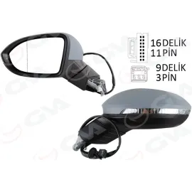 DIŞ DİKİZ AYNASI SOL ELEKTRİKLİ ISITMALI SİNYALLİ ASTARLI HAFIZALI KÖR NOKTALI ASFERİK VW GOLF 20