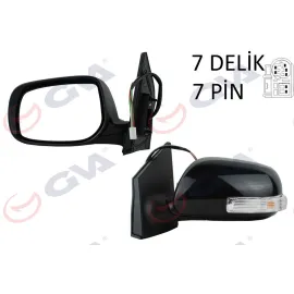 DIŞ DİKİZ AYNASI SOL COROLLA 08 ELEKTRİKLİ ISITMALI KATLANIR SİNYALLİ ASTARLI KONVEKS 7 FİŞ VM-6263EBL