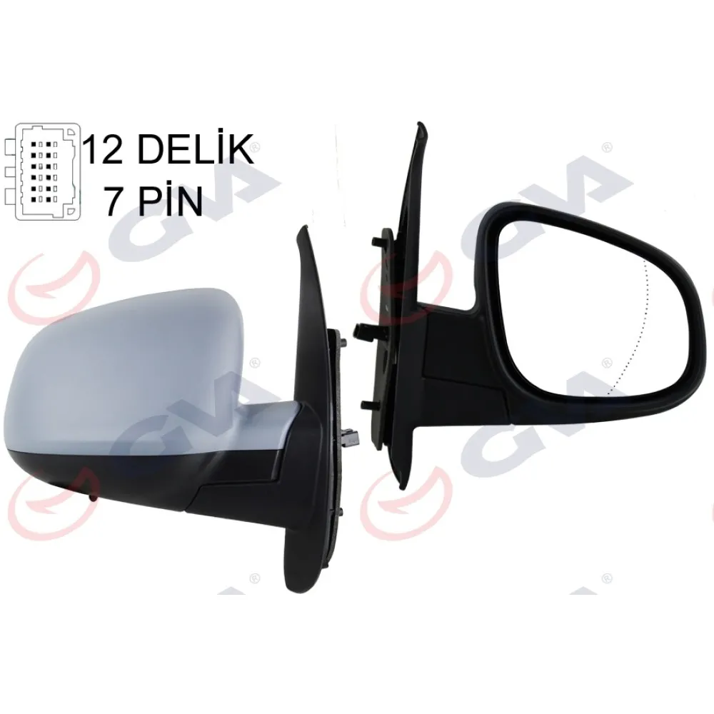 Diş Dikiz Aynasi Sağ Kangoo-Citan 13 Elektrikli Isitmali Sensörlü Astarli Asferik 7 Fiş Vm-6132Ehpasr