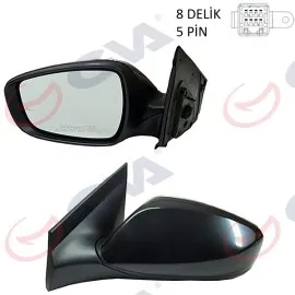 Diş Dikiz Aynasi Sol Blue 12 Elektrikli Isitmali Siyah Kapak Düz Cam 5 Fiş Vm-6451El