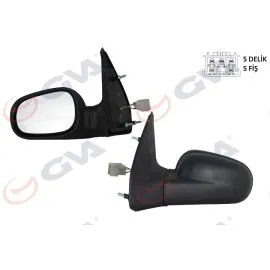 Diş Dikiz Aynasi Sol Clio 94-98 Elektrikli Isitmali Düz Cam 5 Fiş Vm-126Ehl