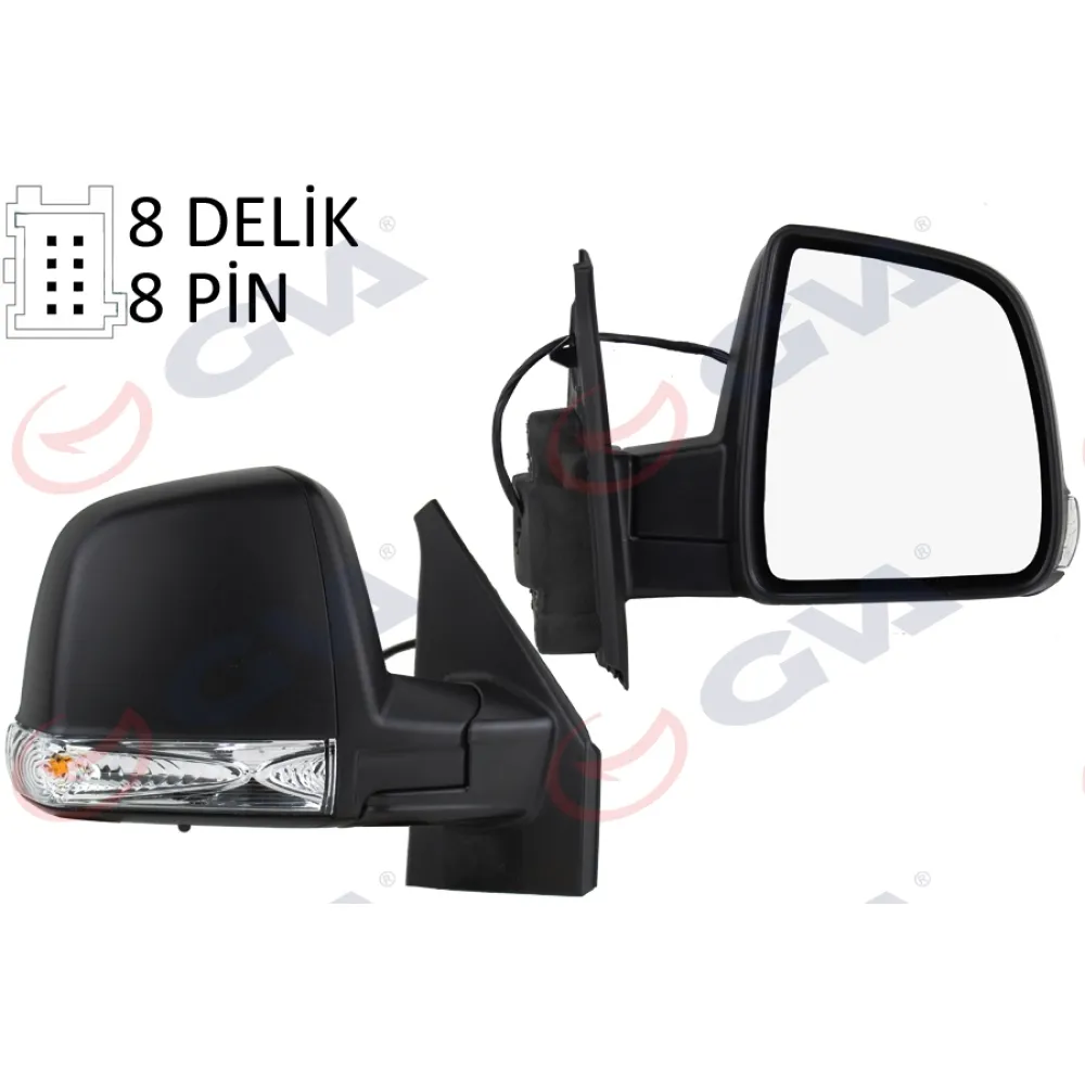 Diş Dikiz Aynasi Sağ Doblo 11 Elektrikli Sinyalli Siyah Kapakli Tek Cam Konveks 8 Fiş Vm-668Ehr