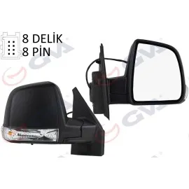 Diş Dikiz Aynasi Sağ Doblo 11 Elektrikli Sinyalli Siyah Kapakli Tek Cam Konveks 8 Fiş Vm-668Ehr