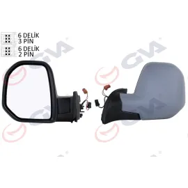 DIŞ DİKİZ AYNASI SOL BERLINGO-PARTNER 08 ELEKTRİKLİ ISITMALI ASTARLI KONVEKS VM-6118EHPL