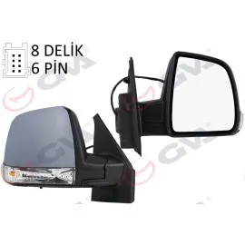 DIŞ DİKİZ AYNASI SAĞ DOBLO 11 ELEKTRİKLİ SİNYALLİ ASTARLI TEK CAMLI KONVEKS 6 FİŞ VM-668EHPR