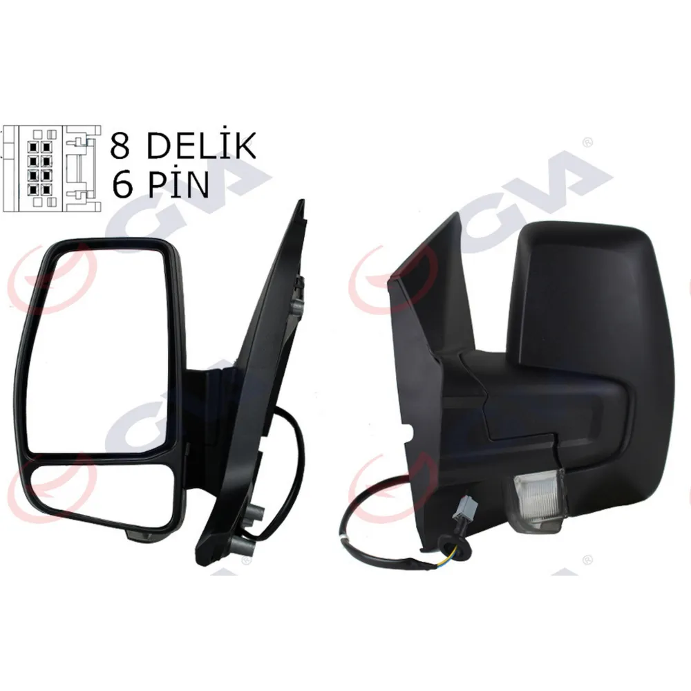 DIŞ DİKİZ AYNASI SOL TRANSİT CUSTOM V362 12 ELEKTİRİKLİ ISITMALI DESENLİ SİNYALLİ KONVEKS VM-6325RHL 1766580-683BL5JA6