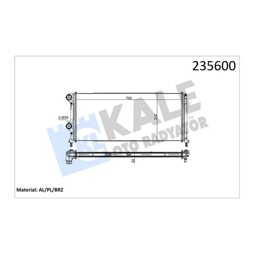 Motor Su Radyatörü [ Fiat Doblo 1.3/1.9 Jtd Ym Klimali Brazing ]