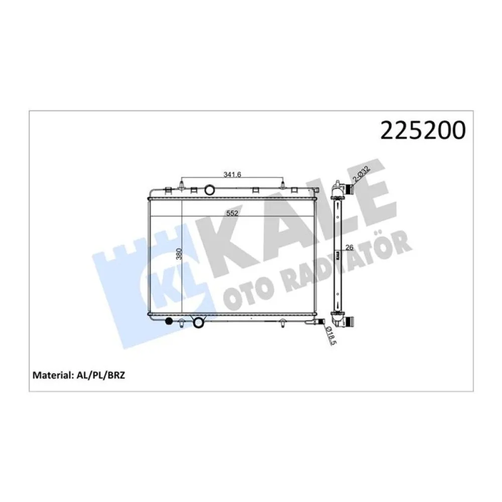Motor Su Radyatörü [ Peugeot 307 1.4 16V/1.6 16V 2000 -, Citroen C4 1.4 16V/1.6 16V 2004 -, Peugeot Partner 2.0 Hdi 1997 -, Citroen Berlingo 2.0 Hdi 2000 - ] (Ac+/-) (Mekx562X378X27) Al/pl/brz
