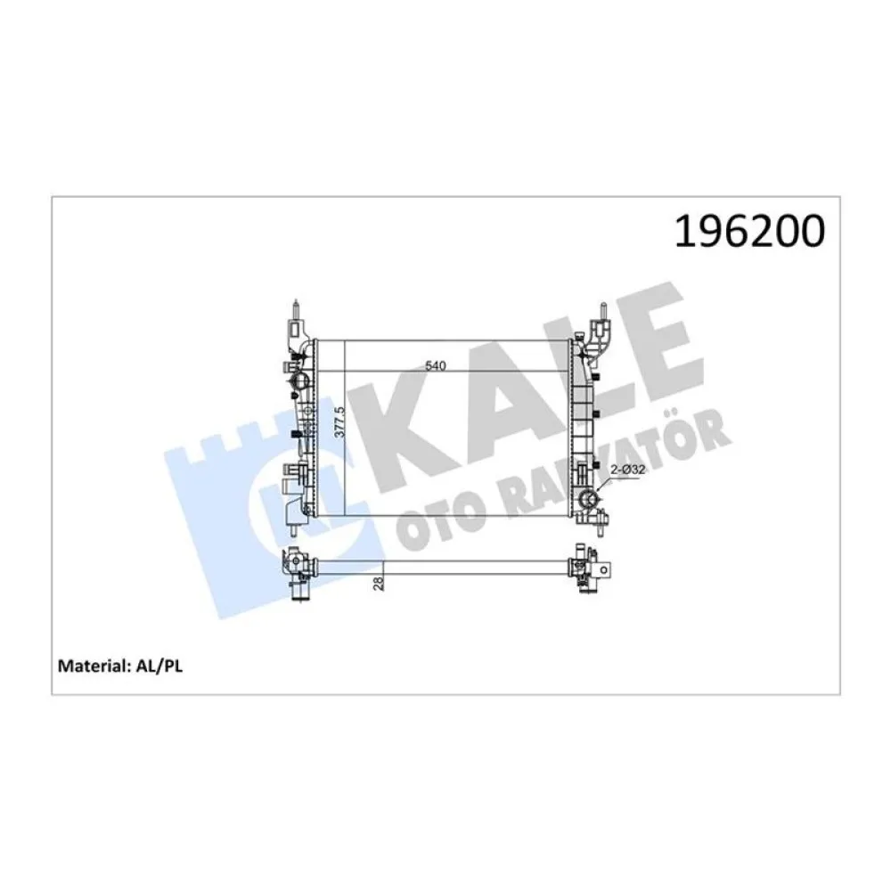 Motor Su Radyatörü [ Fiat Linea 1.4 Mpi, Punto Evo 2 Sira Al+Pl 2005- Klimali ]