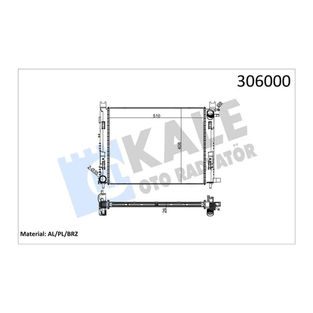 Su Radyatörü [ Renault Clio Iv, Captur I, Dacia Duster, Sandero Ii, Lodgy, Logan Ii, Dokker 1.5 Dci 2012 -] 26 Mm Brazing