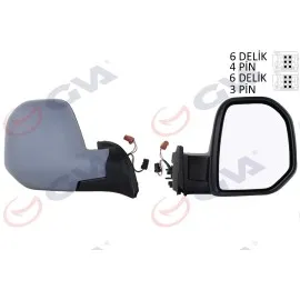 Diş Dikiz Aynasi Sağ Berlingo-Partner 08 Elektrikli Isitmali Sensörlü Astarli Konveks Vm-6118Ehpsr