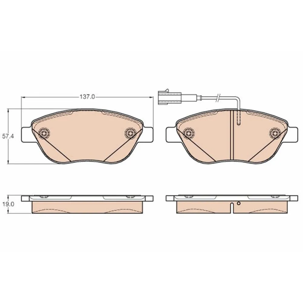 Fren Balatasi Ön Çift Fişli [ Fiat Linea 1.4 T-Jet/1.6 D Multijet, Bravo Ii 1.6 D Multijet/1.9 D Multijet 2007 -, G. Punto 1.4 T-Jet/1.3 D Multijet/1.9 D Multijet 2005 -, Doblo 1.3 Jtd-D Multijet 2005