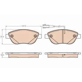 Fren Balatasi Ön Çift Fişli [ Fiat Linea 1.4 T-Jet/1.6 D Multijet, Bravo Ii 1.6 D Multijet/1.9 D Multijet 2007 -, G. Punto 1.4 T-Jet/1.3 D Multijet/1.9 D Multijet 2005 -, Doblo 1.3 Jtd-D Multijet 2005