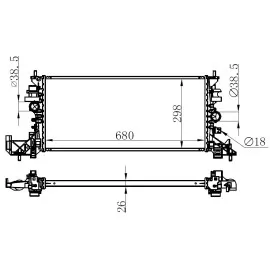 Radyatör Al/brz Opel Astra K B16 1.0 1.2 1.4 1.6 Turbo 1.5Crdi 1.6Cdti 15 Mt