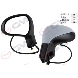 Diş Dikiz Aynasi Sol 207 06 Elektrikli Isitmali Sinyalli Astarli Konveks Vm-6207Ehpl