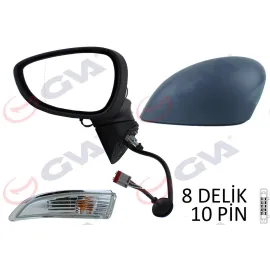 DIŞ DİKİZ AYNASI SOL FIESTA 12 ELEKTRİKLİ ISITMALI KATLANIR SİNYALLİ ASTARLI ASFERİK 10 FİŞ VM-6326NEBAL 1531440