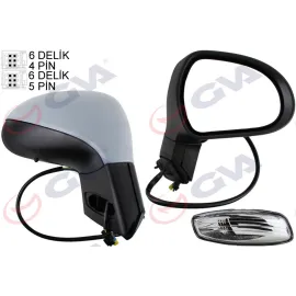 DIŞ DİKİZ AYNASI SAĞ 207 06 ELEKTRİKLİ ISITMALI SİNYALLİ SENSÖRLÜ ASTARLI KONVEKS VM-6207EHPSR