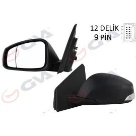 Diş Dikiz Aynasi Sol Megane-Fluence 08 Elektrikli Isitmali Sinyalli Sensörlü Asferik 9 Fiş Vm-6138Ehsal