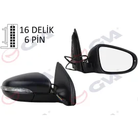 DIŞ DİKİZ AYNASI SAĞ GOLF 09 ELEKTRİKLİ ISITMALI SİNYALLİ KONVEKS 6 FİŞ VM- 6197EHPR