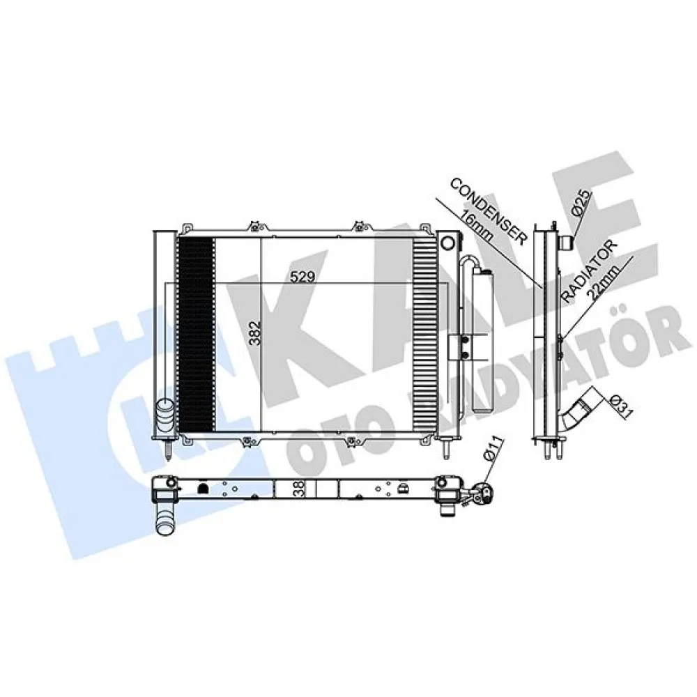 Modul Motor Su Radyatörü+Klima Radyatörü Kurutuculu [ Renault Kangoo 1.9 Dci 2003- ]