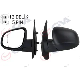 DIŞ DİKİZ AYNASI SOL KANGOO-CITAN 13 ELEKTRİKLİ ISITMALI DESENLİ ASFERİK 5 FİŞ VM-6132EHAL