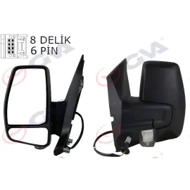 DIŞ DİKİZ AYNASI SOL TRANSİT CUSTOM V362 12 ELEKTİRİKLİ ISITMALI DESENLİ SİNYALLİ KONVEKS VM-6325RHL 1766580-683BL5JA6