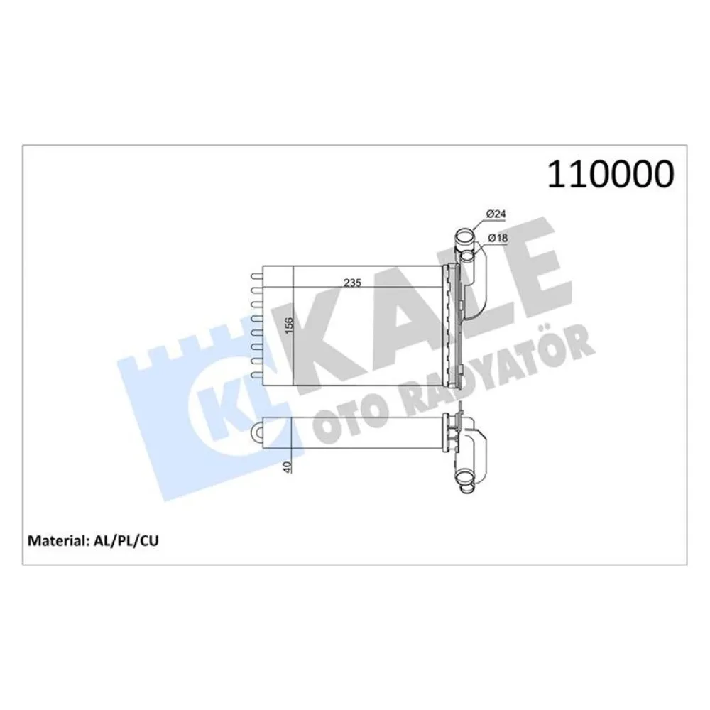 KALORİFER RADYATÖRÜ [ RENAULT 19, CLIO, KANGOO, MEGANE, SCENIC 2 SIRA CU+PL BAKIR BORULU ]