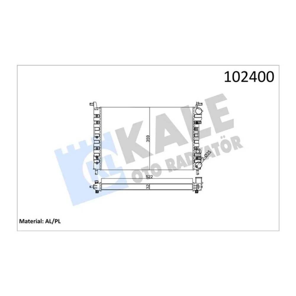 Motor Su Radyatörü [ Fiat Palio, Palio Weekend 1.2/1.4 2 Sira Al+Pl 1996- Klimasiz ]