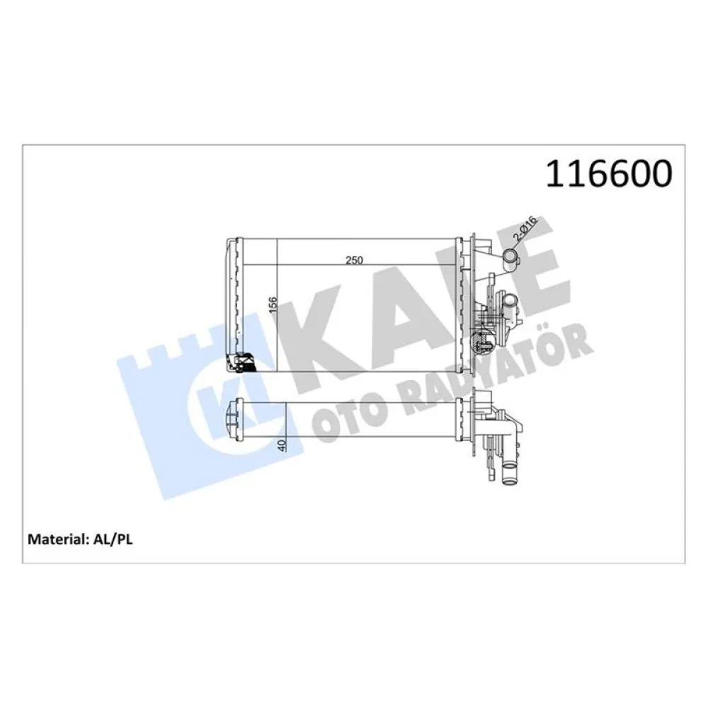 KALORİFER RADYATÖRÜ [ FIAT TEMPRA, TIPO 1.6 16V SXA, ALFA 145 1995-2001, 146 1994-2001, 155 1992-1997 2 SIRA AL+PL MUSLUKLU ]