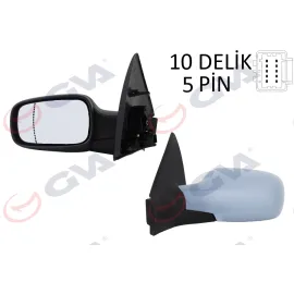 Diş Dikiz Aynasi Sol Megane 02 Elektrikli Isitmali Astarli Asferik 5 Fiş Vm-138Ehpal