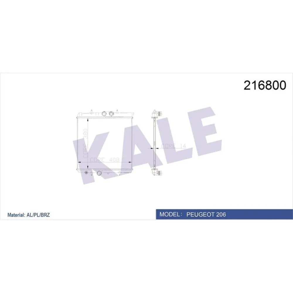 Motor Su Radyatoru P206 1,4I 8V  (Müşürlü) (Brazing)