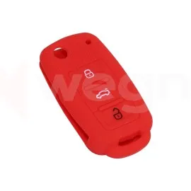 Kontak Anahtar Kumanda Koruyucu Kilif Silikon Kirmizi Vw Caddy-Jetta-Polo-Golf 6-Seat Leon