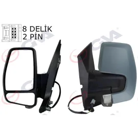 DIŞ DİKİZ AYNASI SOL TRANSİT CUSTOM V362 12 MEKANİK ASTARLI SİNYALLİ KONVEKS VM-6325PL 1766580-683BL5JA6