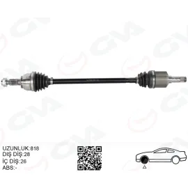 KOMPLE AKS ARKA SAĞ/SOL FREELANDER 2 L359 2.0 Si4 2.2TD4 06 14 820MM DİŞ 28 DİFERANSİYEL DİŞ 26