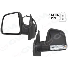 Diş Dikiz Aynasi Elektrikli Sol Doblo Iii 2011 Md. Sinyalli Katlanir / Power Flok Desenli 8 Fiş