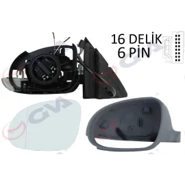 Diş Dikiz Aynasi Sol Jetta 04 Golf V 05 Elektrikli Isitmali Sinyalli Astarli Asferik 7 Fiş Vm-381Ehpal
