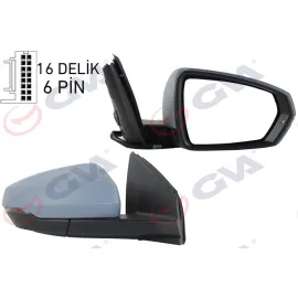 DIŞ DİKİZ AYNASI SAĞ VW POLO 17- ELEKTRİKLİ ISITMALI SİNYALLİ ASTARLI KONVEKS VM-6390EHPR