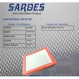 HAVA FİLTRESİ NISSAN NOTE E12 1.5 DCİ 14