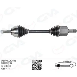 Ön Aks Komple Sol Kuga I 2.0 Tdci 08>14 Power. Otom. 6 Vitesli Çift Kavrama 4X4 646 Mm Diş 27 İ Ç Dişli 31
